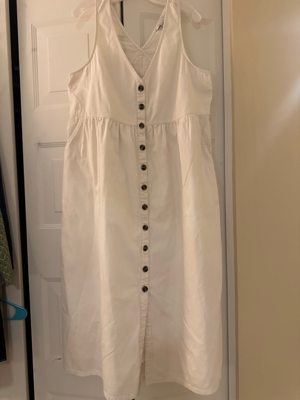 American Eagle Outfitters White Button-Front Maxi Dress